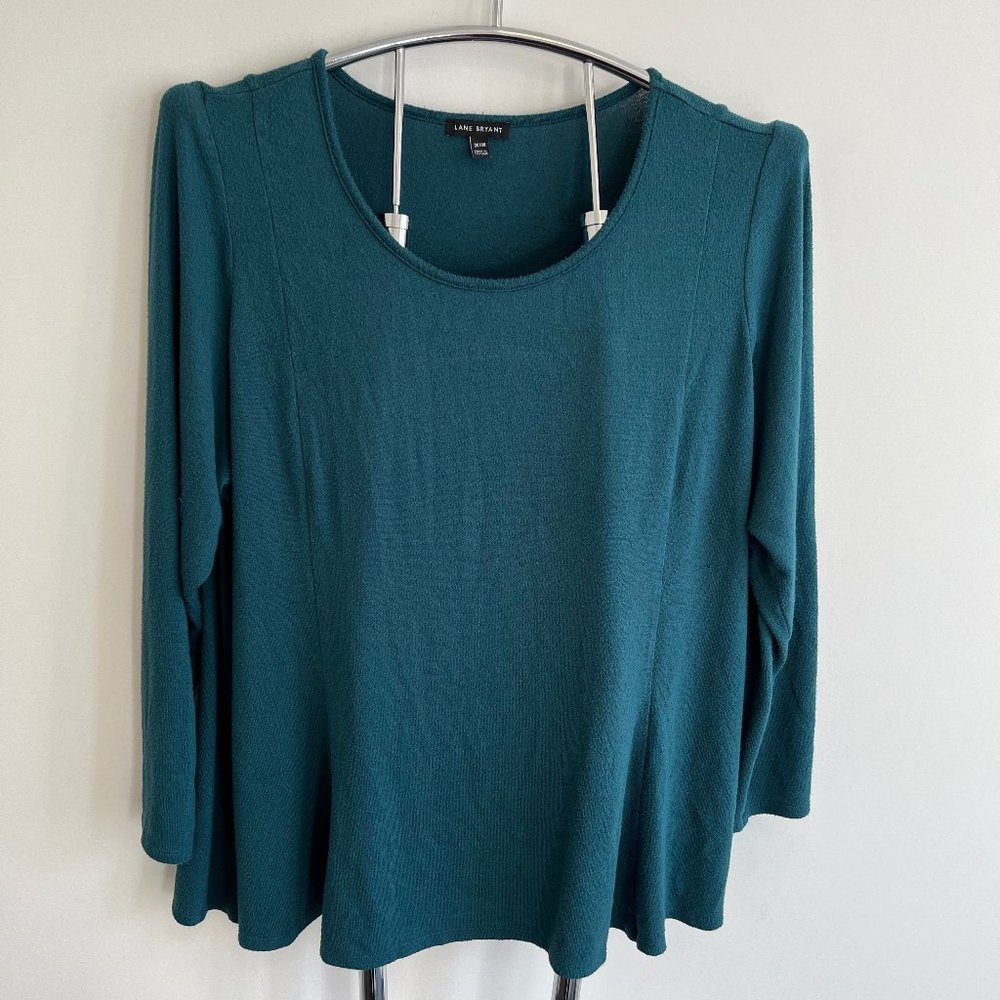 Women's Fit and Flare Jewel Green Long Sleeve Top - Plus Size 26/28